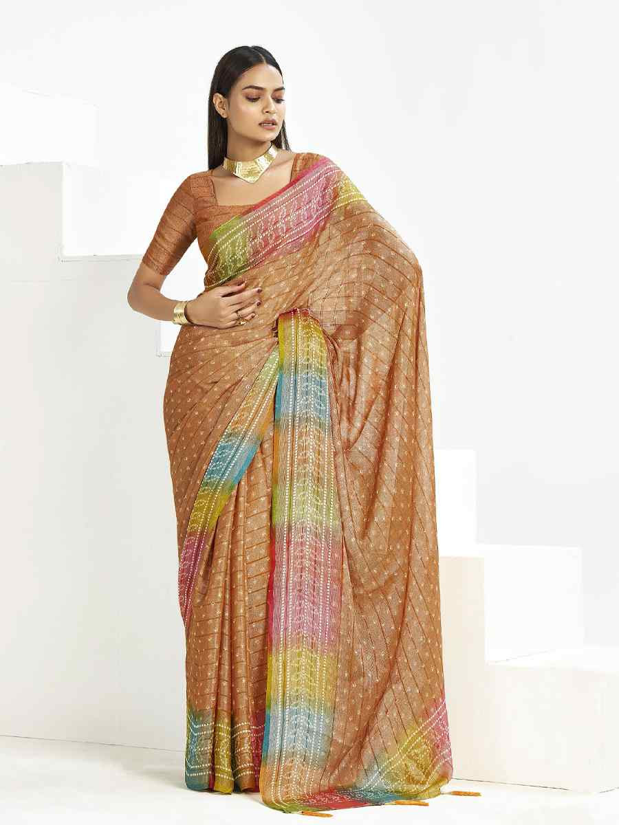 Brown Silk Handwoven Festival Wedding Fancy Heavy Border Saree