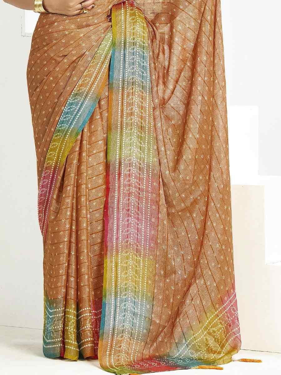 Brown Silk Handwoven Festival Wedding Fancy Heavy Border Saree