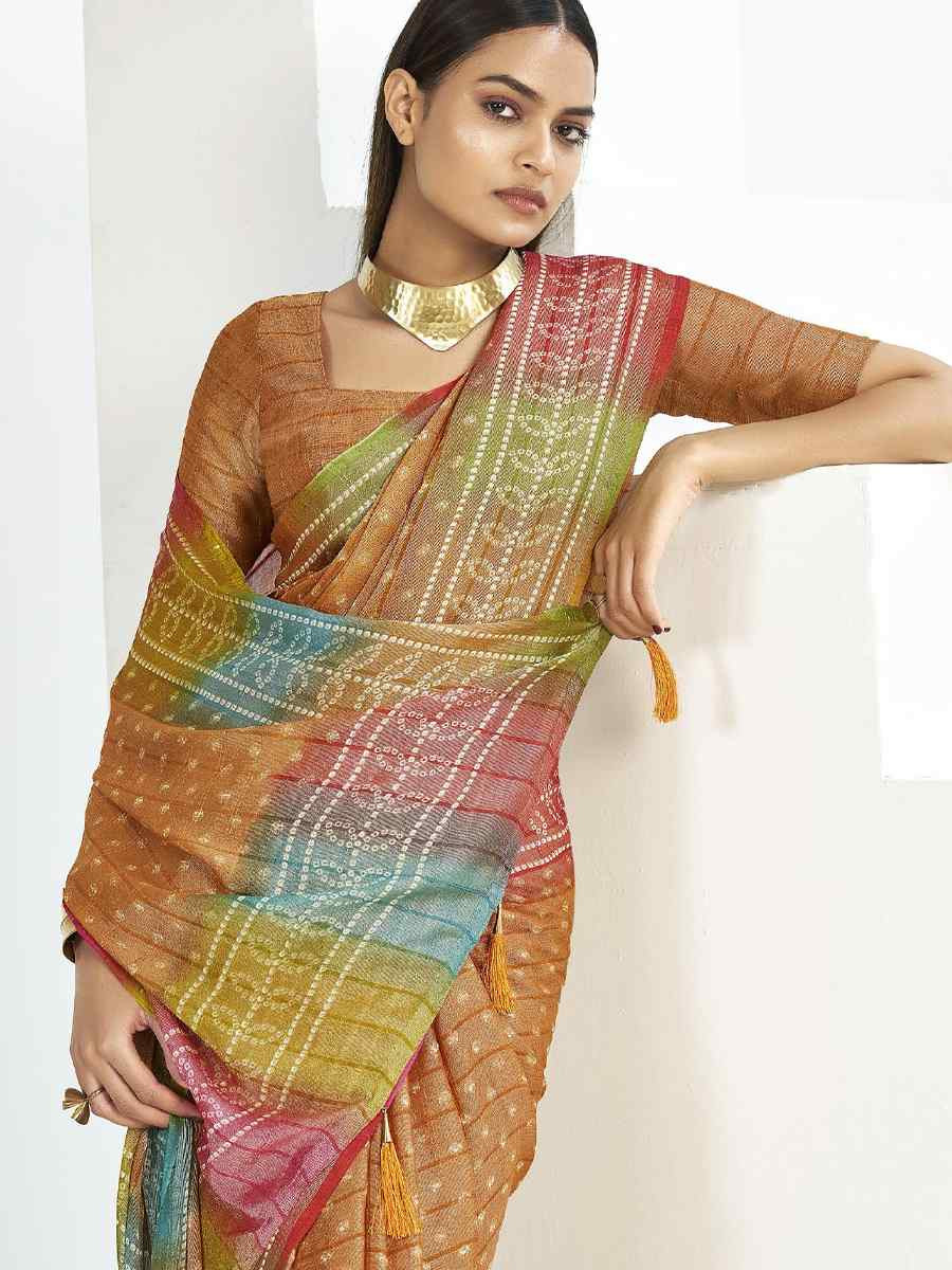 Brown Silk Handwoven Festival Wedding Fancy Heavy Border Saree