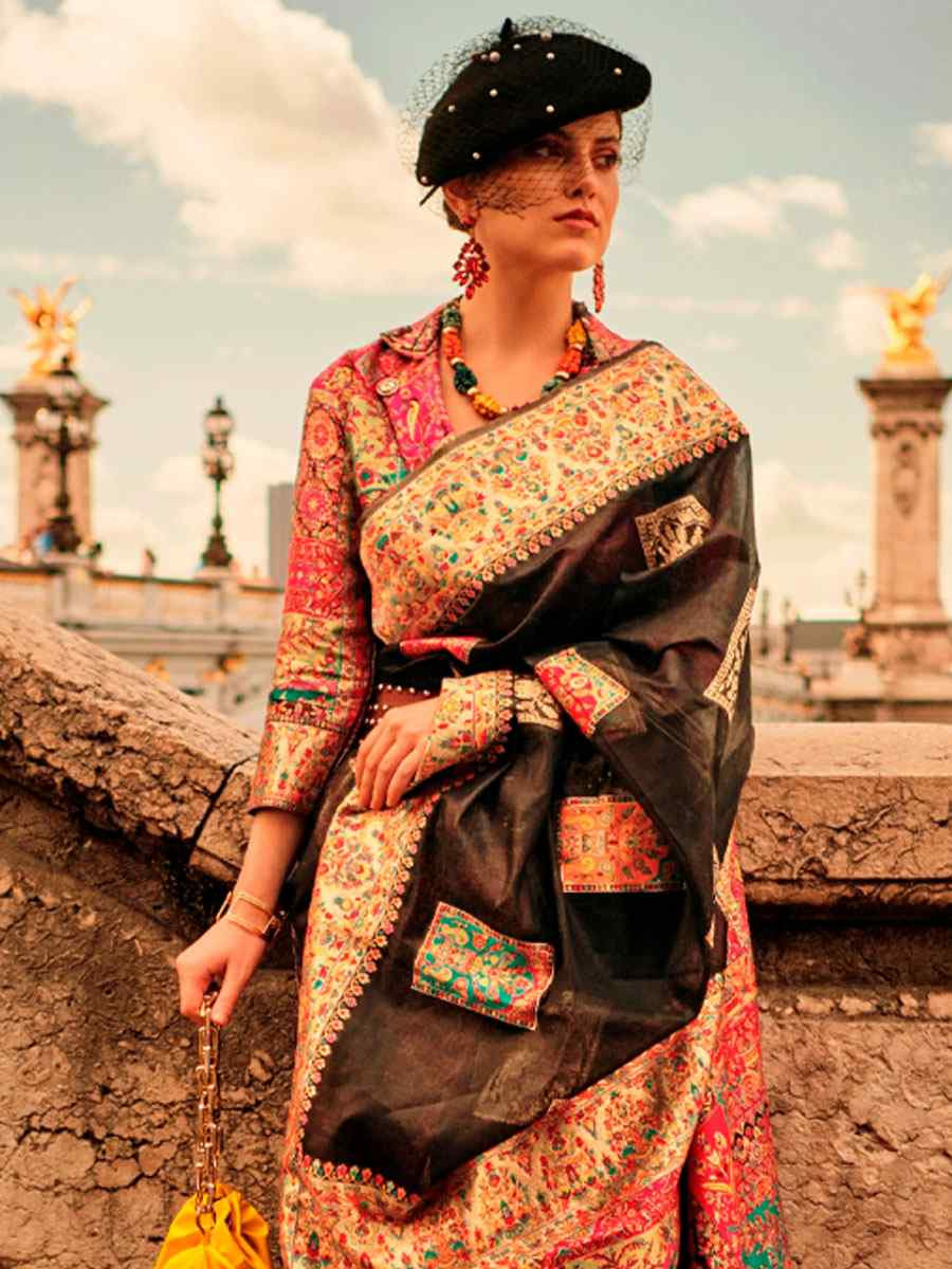 Brown Silk Handwoven Traditional Bridal Reception Festival Wedding Fancy Heavy Border Saree