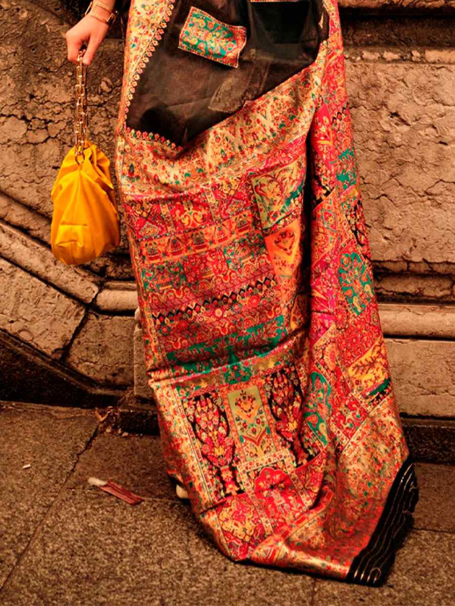 Brown Silk Handwoven Traditional Bridal Reception Festival Wedding Fancy Heavy Border Saree