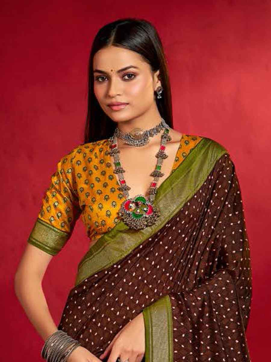 Brown Silk Handwoven Traditional Bridal Reception Festival Wedding Fancy Heavy Border Sarees