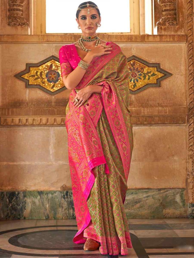 Brown Silk Handwoven Wedding Festival Heavy Border Saree