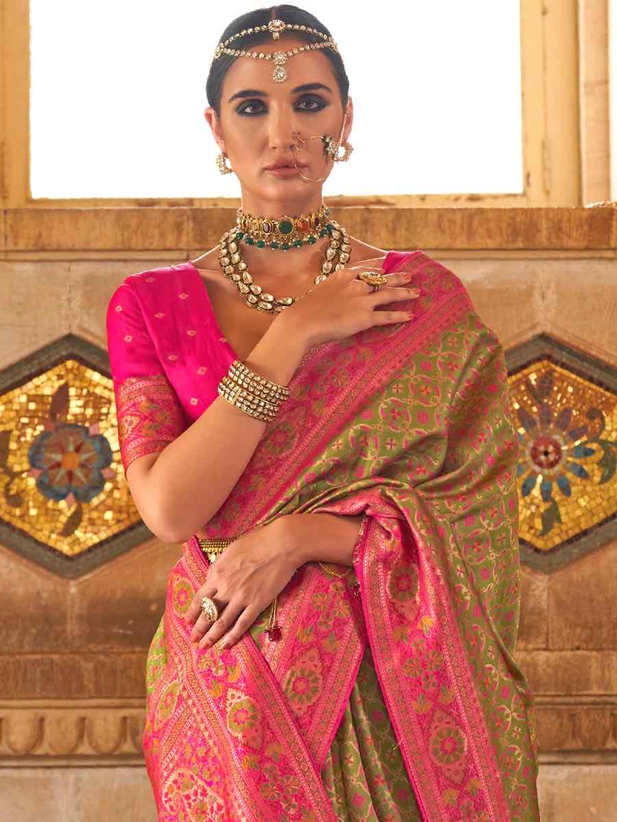 Brown Silk Handwoven Wedding Festival Heavy Border Saree