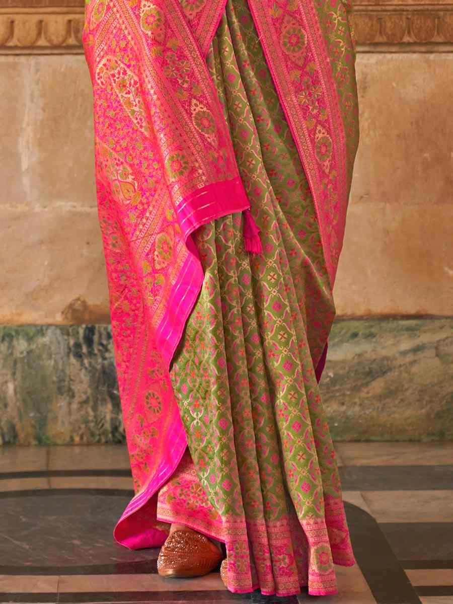 Brown Silk Handwoven Wedding Festival Heavy Border Saree