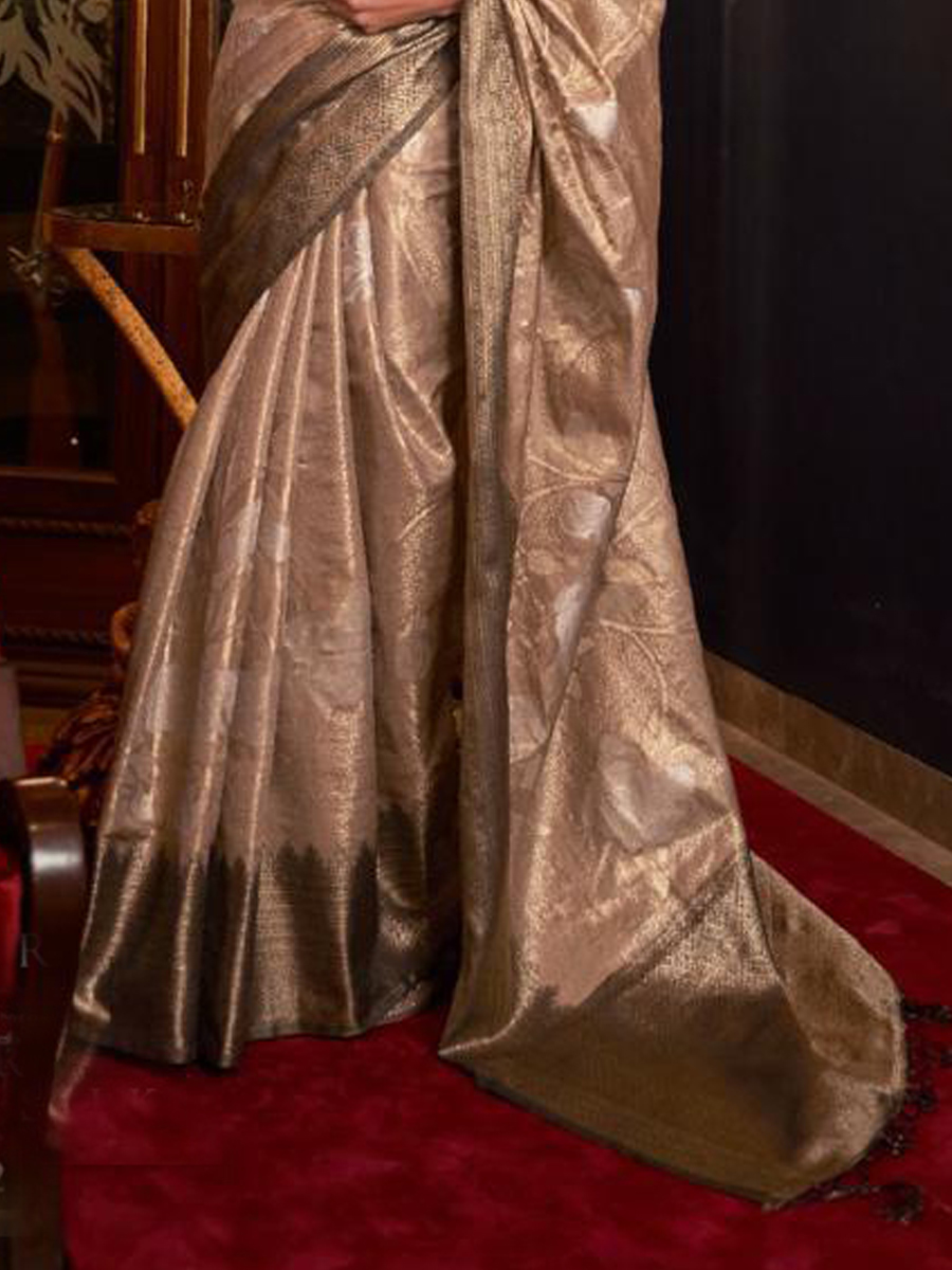 Brown Silk Handwoven Wedding Festival Heavy Border Saree