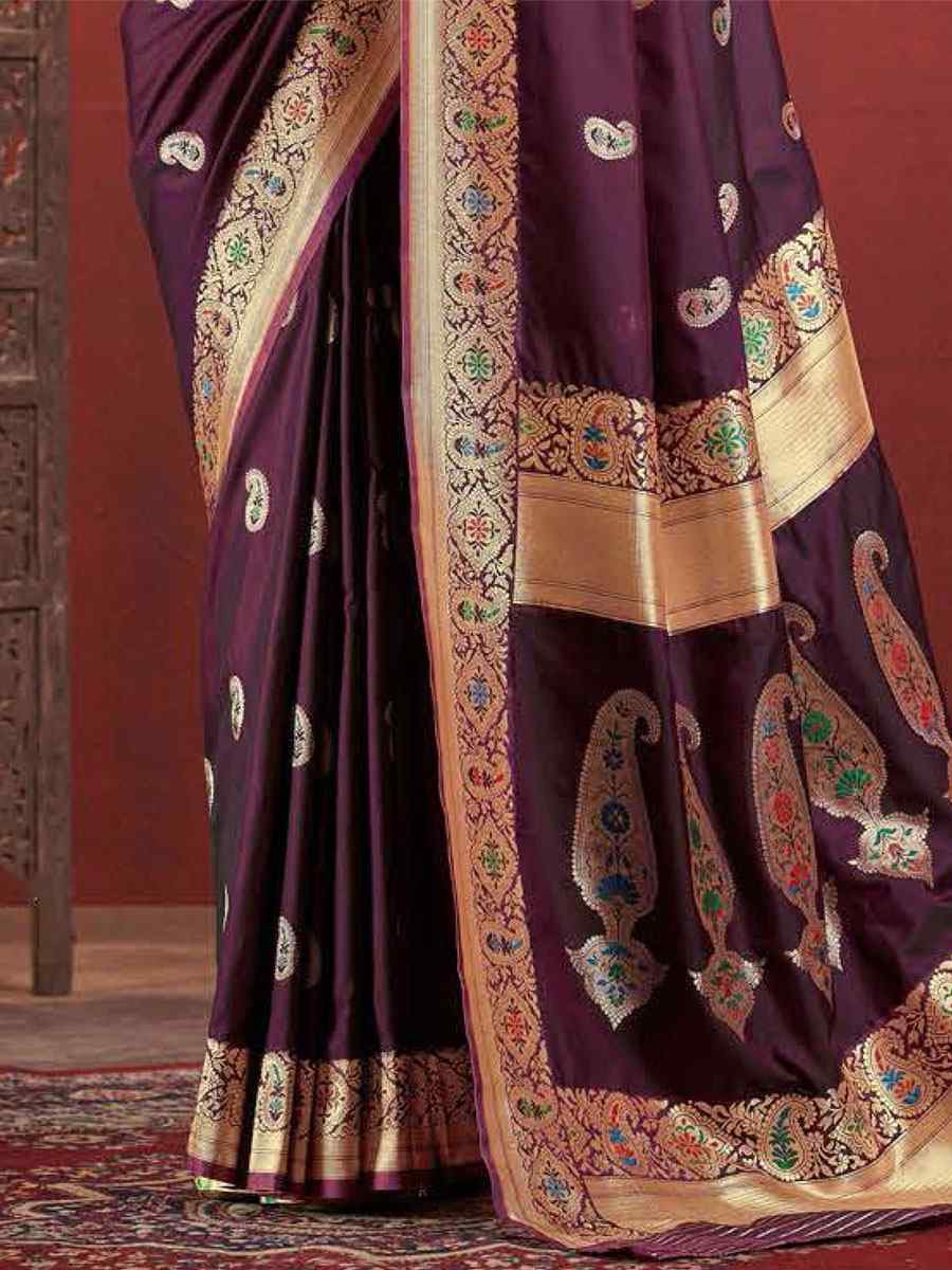 Brown Silk Handwoven Wedding Festival Heavy Border Saree