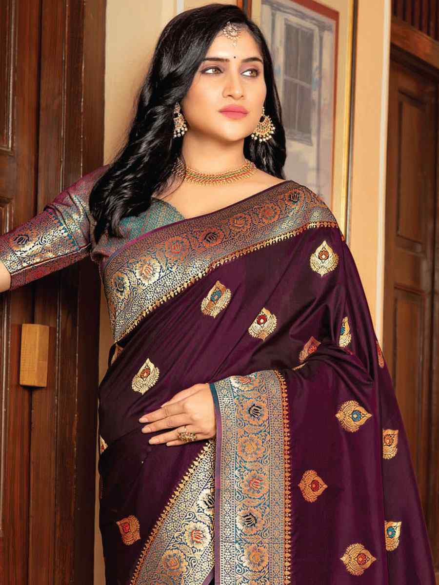 Brown Silk Handwoven Wedding Festival Heavy Border Saree