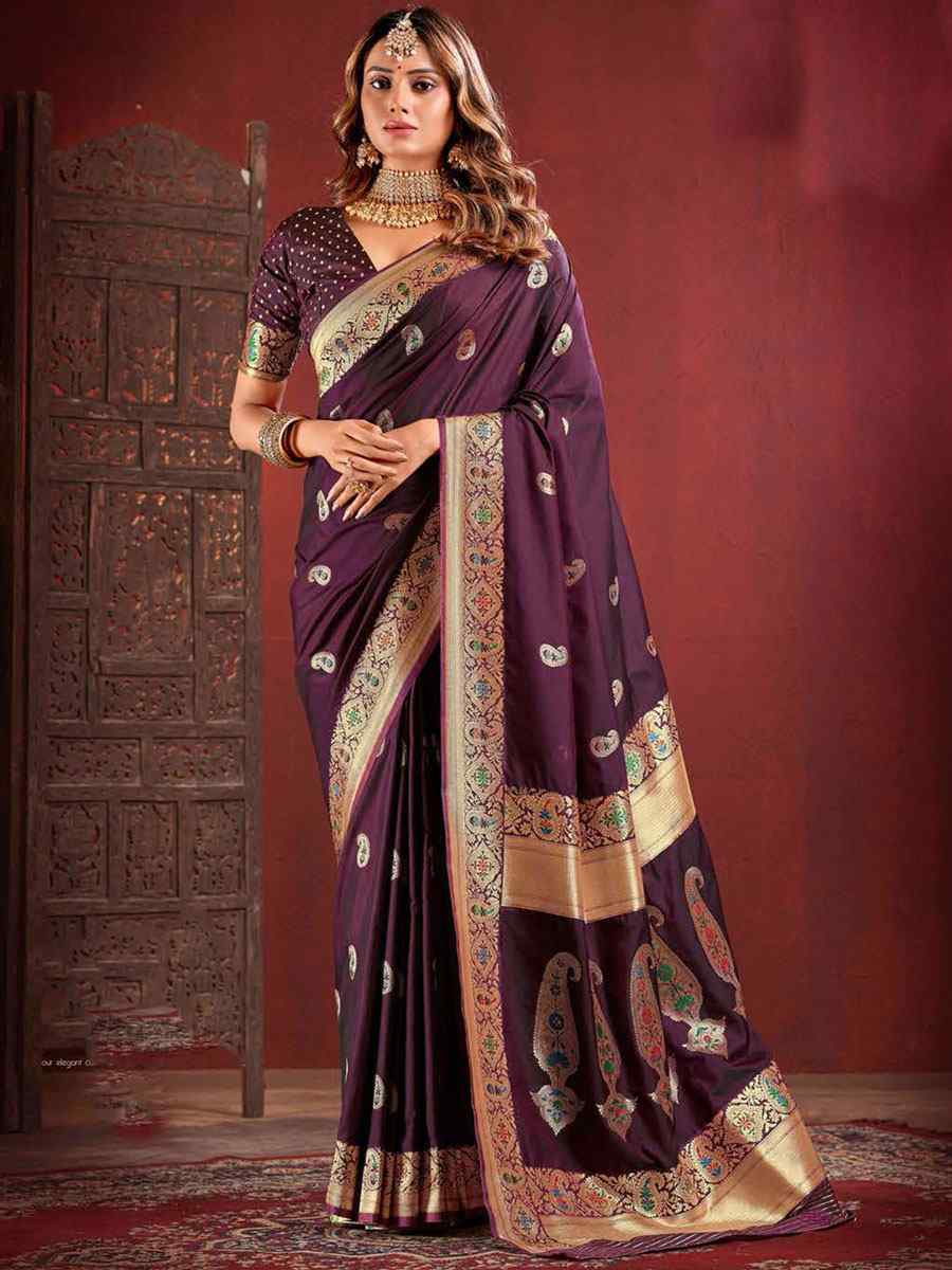 Brown Silk Handwoven Wedding Festival Heavy Border Saree