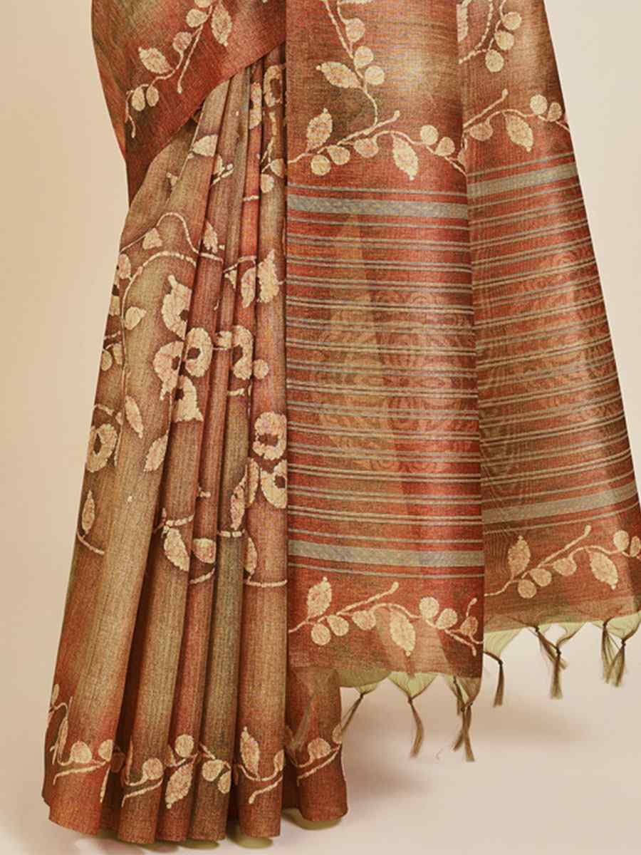 Brown Sofi Silk Handwoven Casual Festival Classic Style Saree