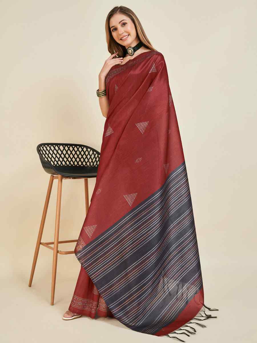 Brown Sofi Silk Handwoven Wedding Festival Heavy Border Saree