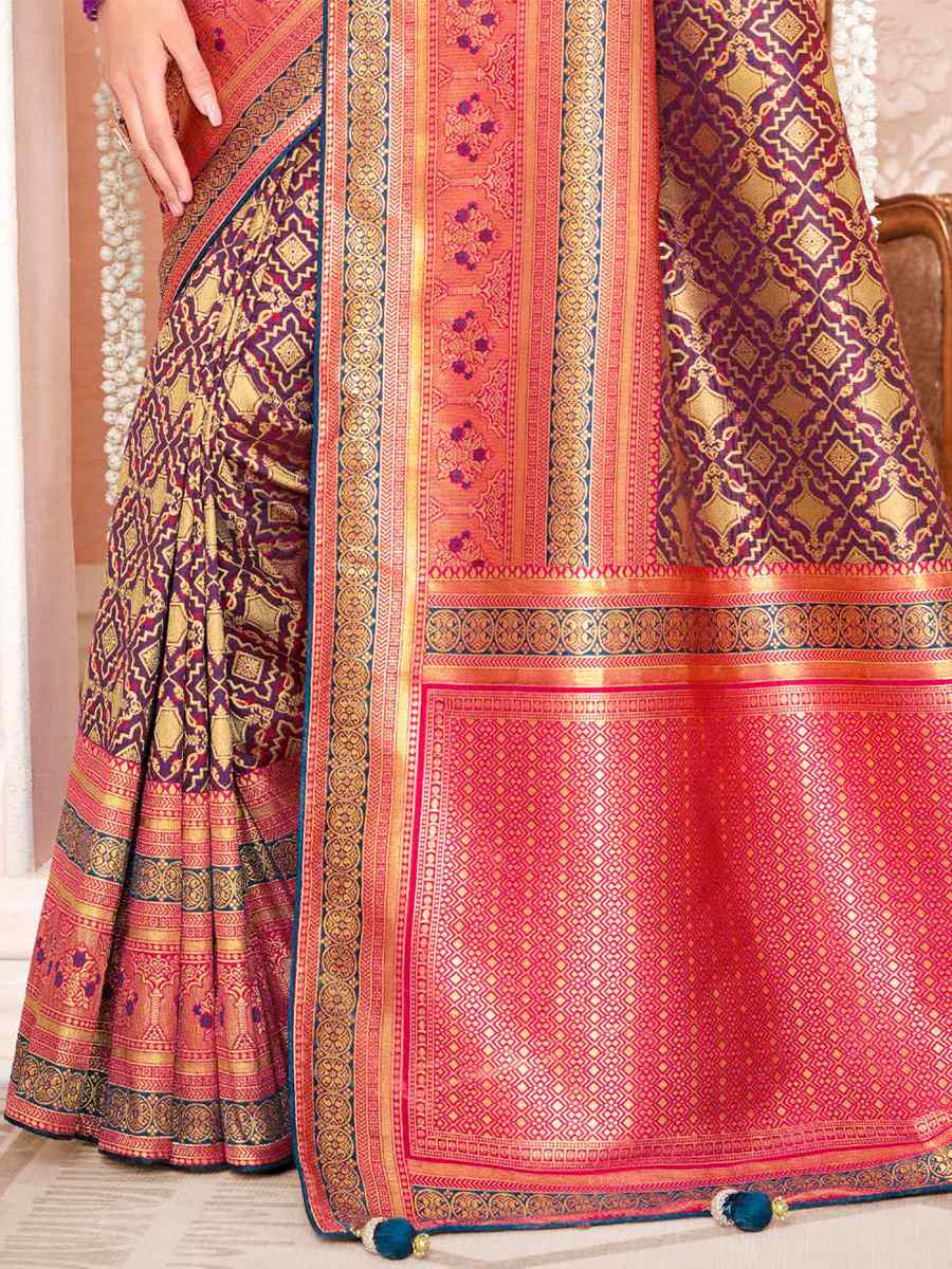 Brown Soft Banarasi Silk Embroidered Wedding Festival Heavy Border Saree