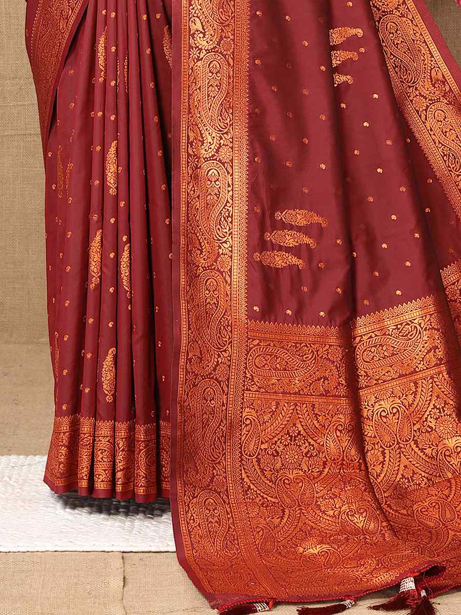 Brown Soft Silk Handwoven Casual Festival Heavy Border Saree