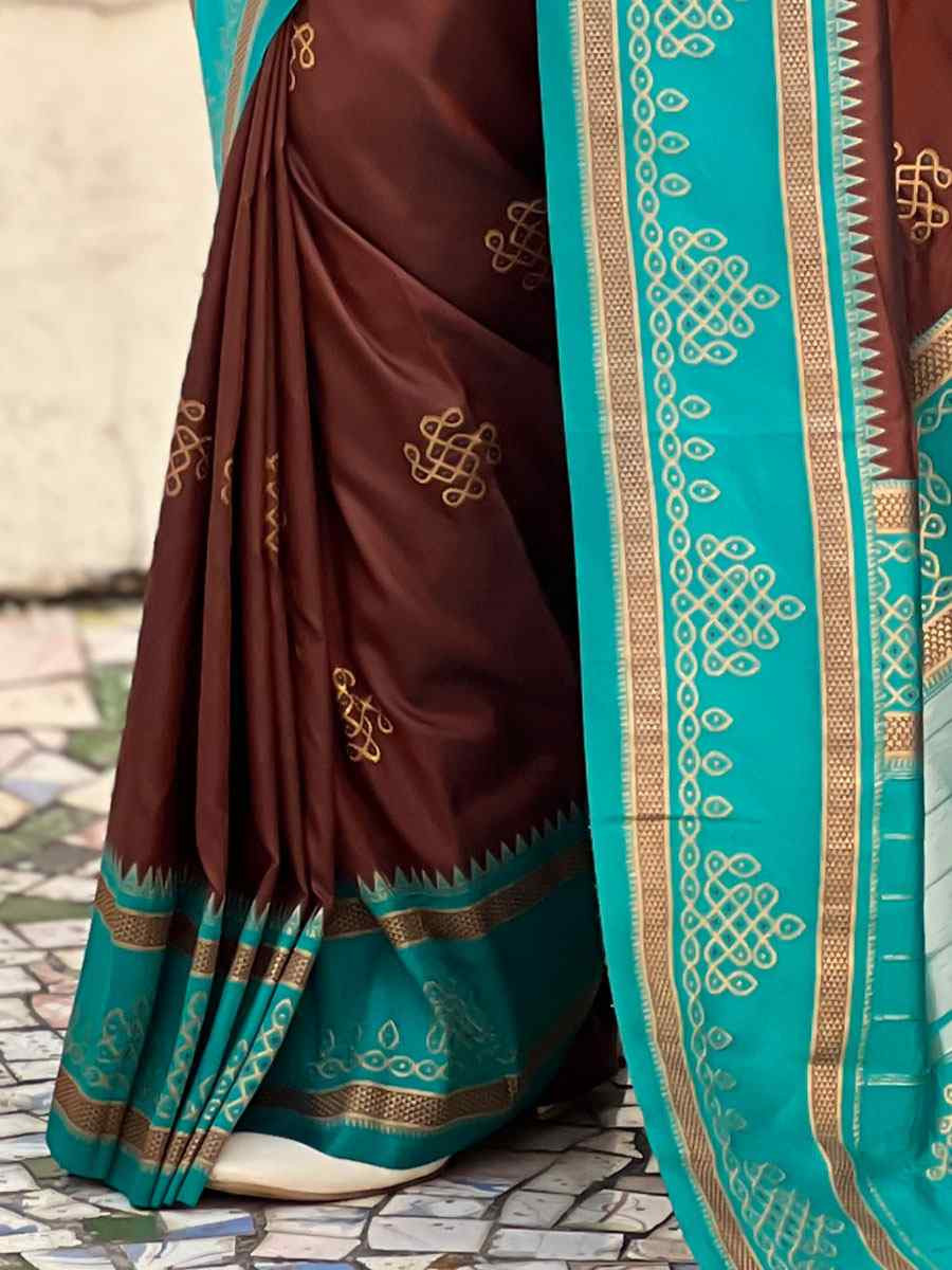 Brown Soft Silk Handwoven Casual Reception Festival Wedding Fancy Classic Style Sarees