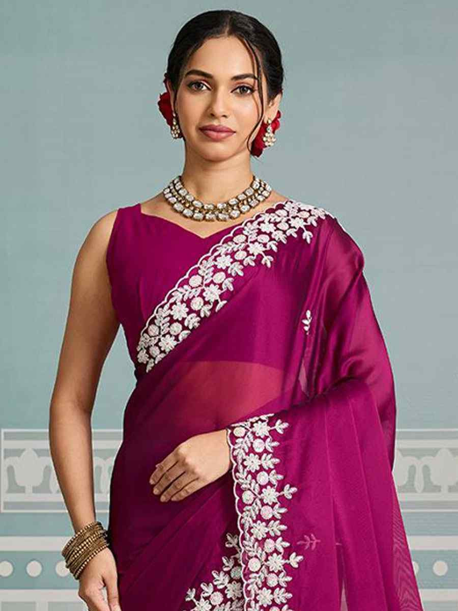 Burgundy Black Rangoli Silk Embroidery Bridal Reception Festival Wedding Fancy Heavy Border Saree