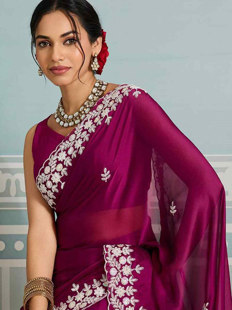 Burgundy Black Rangoli Silk Embroidery Bridal Reception Festival Wedding Fancy Heavy Border Saree