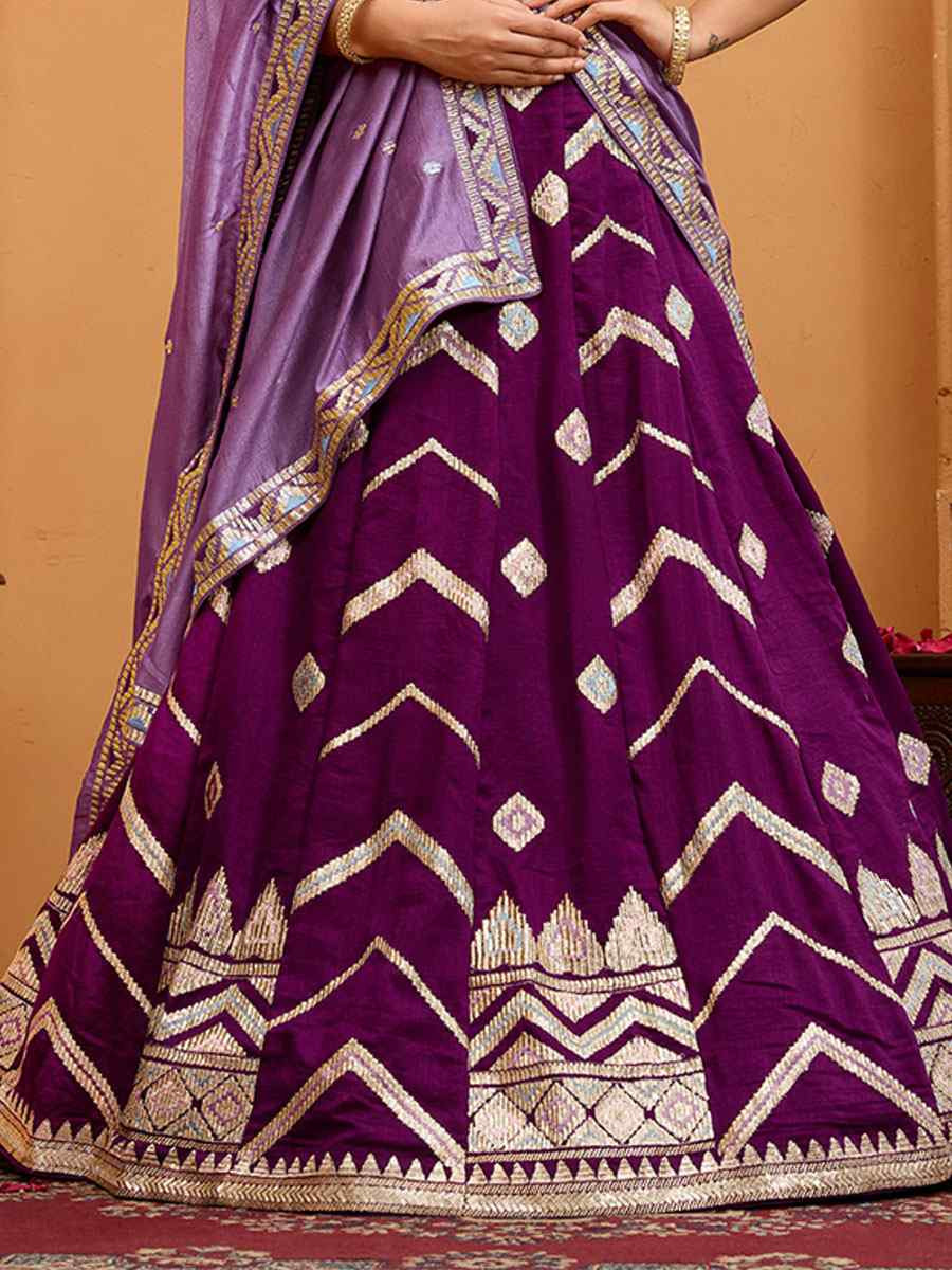 Burgundy Silk Embroidered Wedding Reception Festival Heavy Border Lehenga Choli