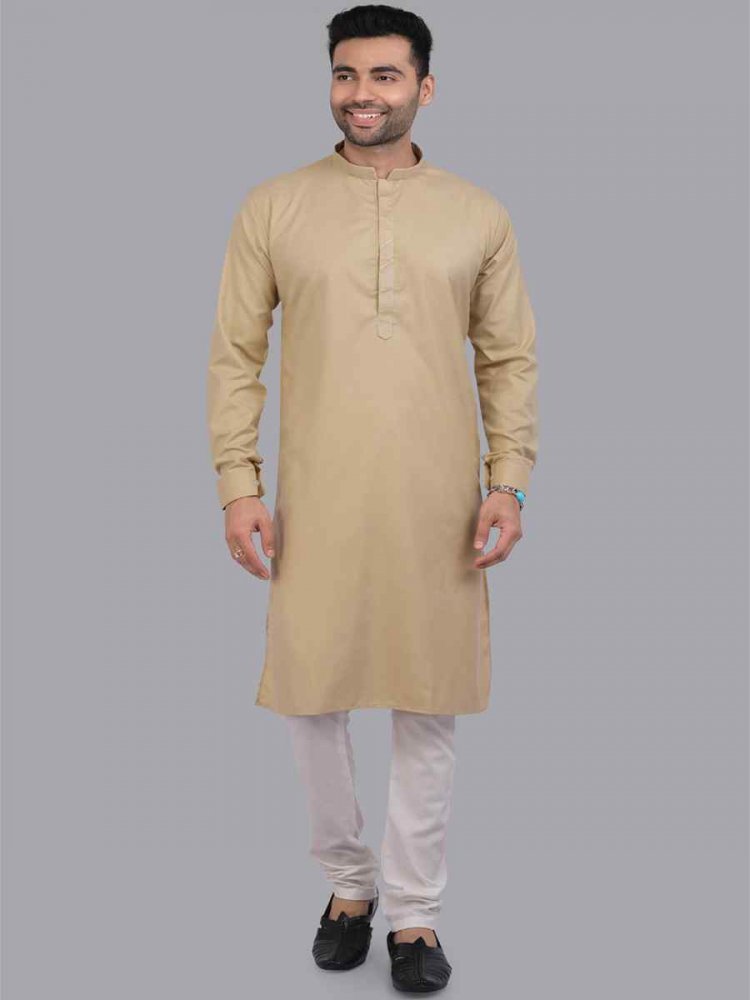 Camel Art Silk Printed Festival Casual Kurta