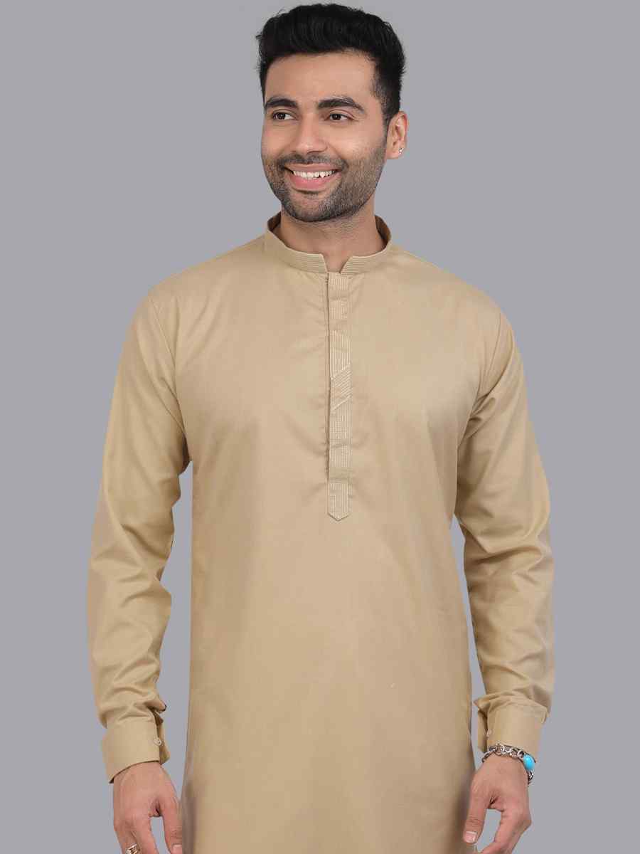 Camel Art Silk Printed Festival Casual Kurta