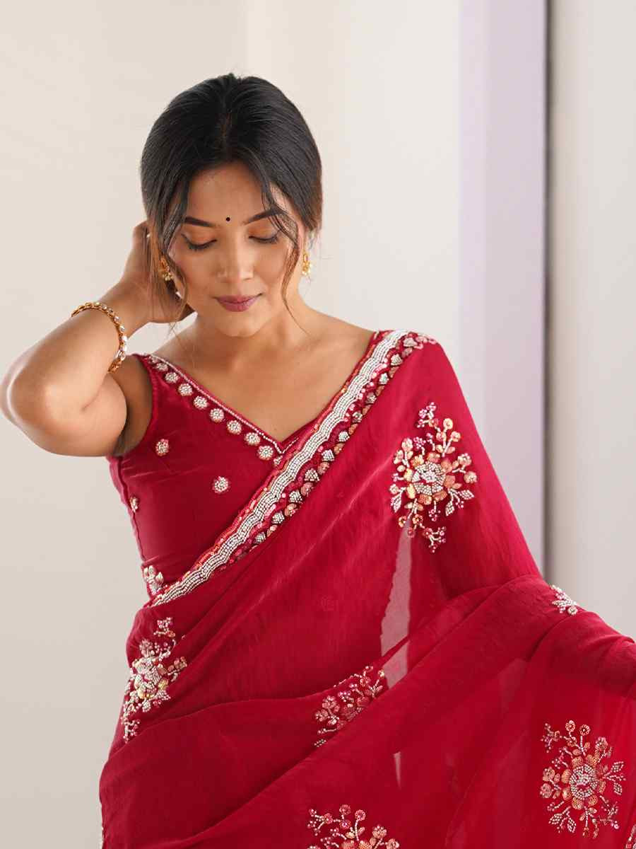 Cheery Fendy Satin Embroidered Festival Wedding Fancy Heavy Border Saree