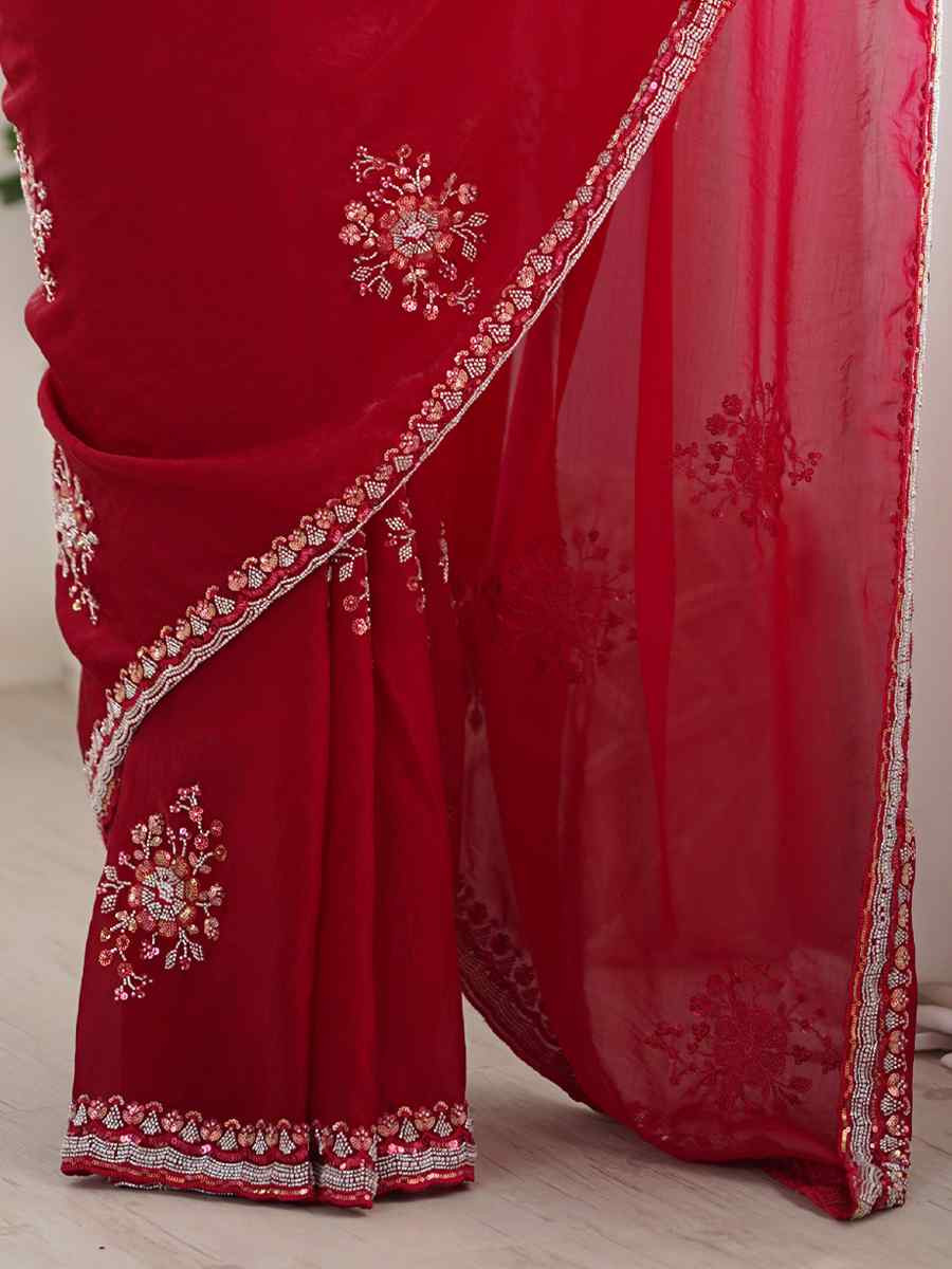 Cheery Fendy Satin Embroidered Festival Wedding Fancy Heavy Border Saree