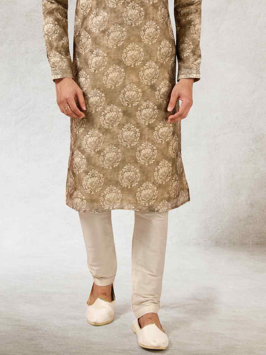 Chikoo Art Silk Printed Festival Kurta