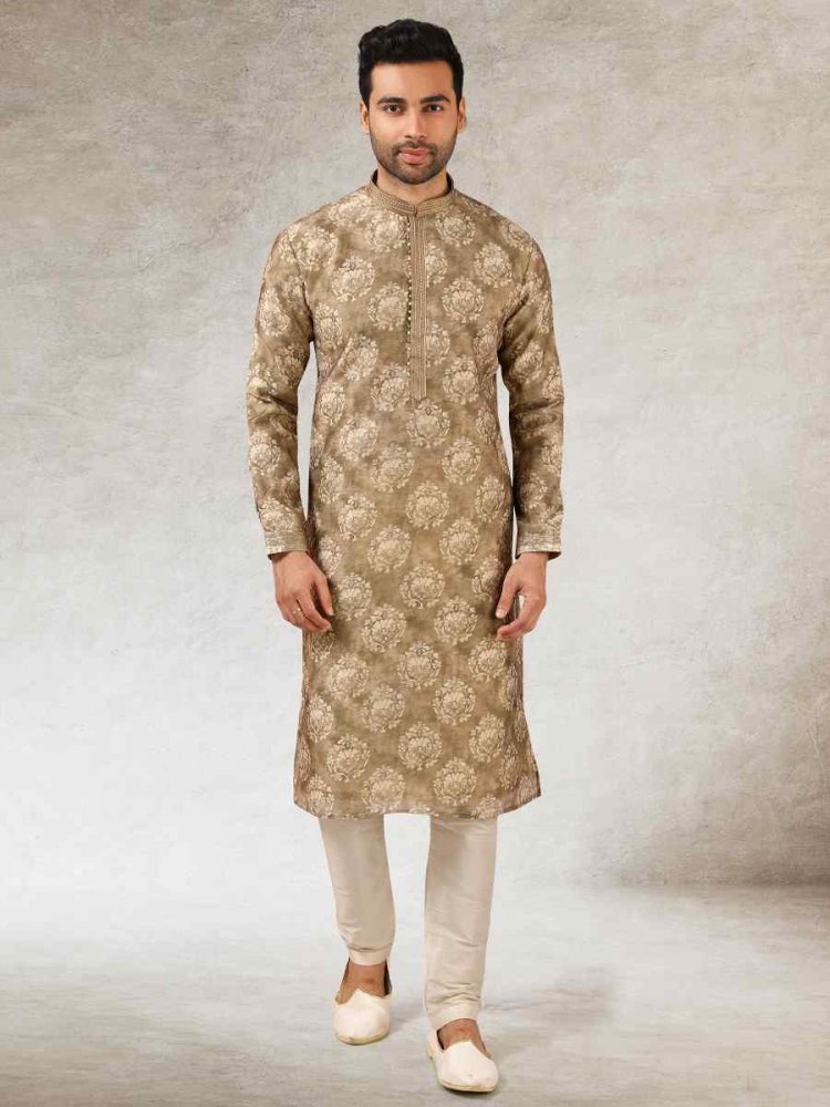 Chikoo Art Silk Printed Festival Kurta