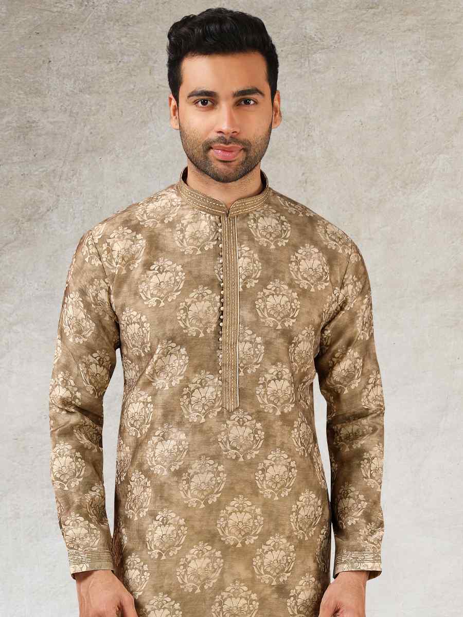 Chikoo Art Silk Printed Festival Kurta