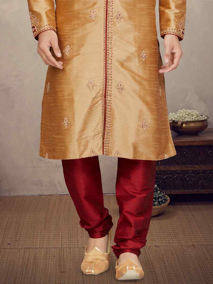 Chikoo Art Silk Woven Festival Mehendi Kurta