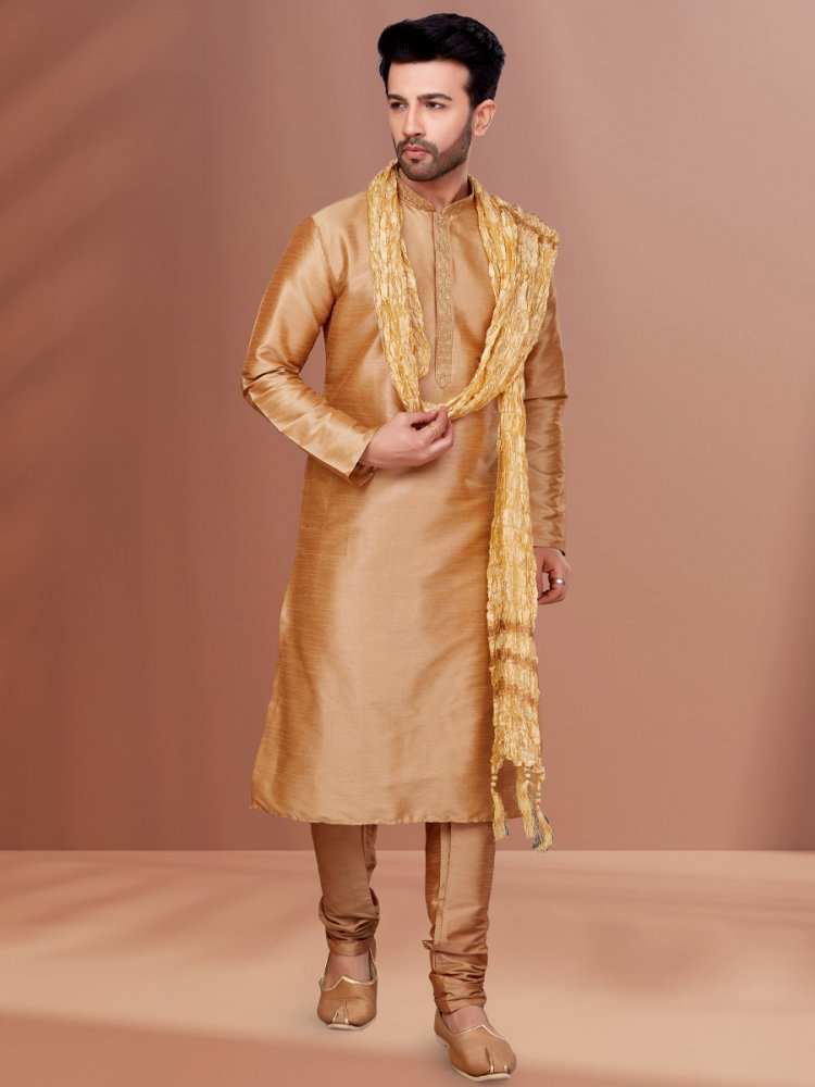 Chiku Banarasi Dhupion Woven Festival Kurta