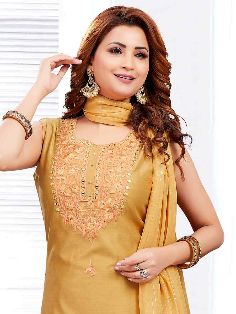 Chiku Chandari Silk Embroidered Festival Casual Pant Salwar Kameez