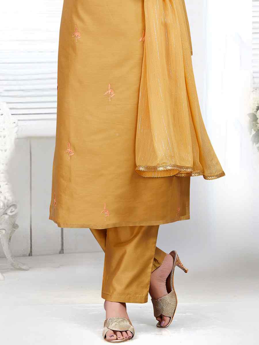 Chiku Chandari Silk Embroidered Festival Casual Pant Salwar Kameez