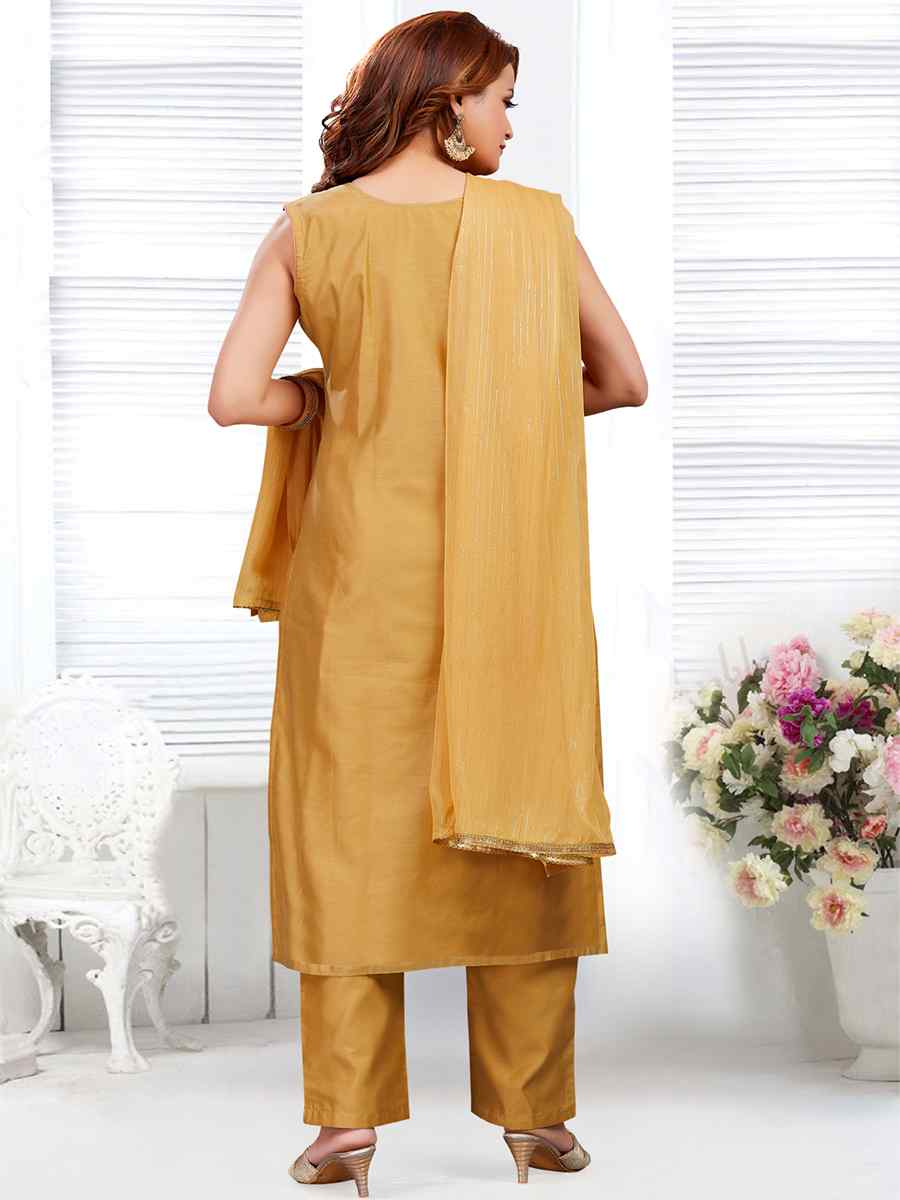 Chiku Chandari Silk Embroidered Festival Casual Pant Salwar Kameez