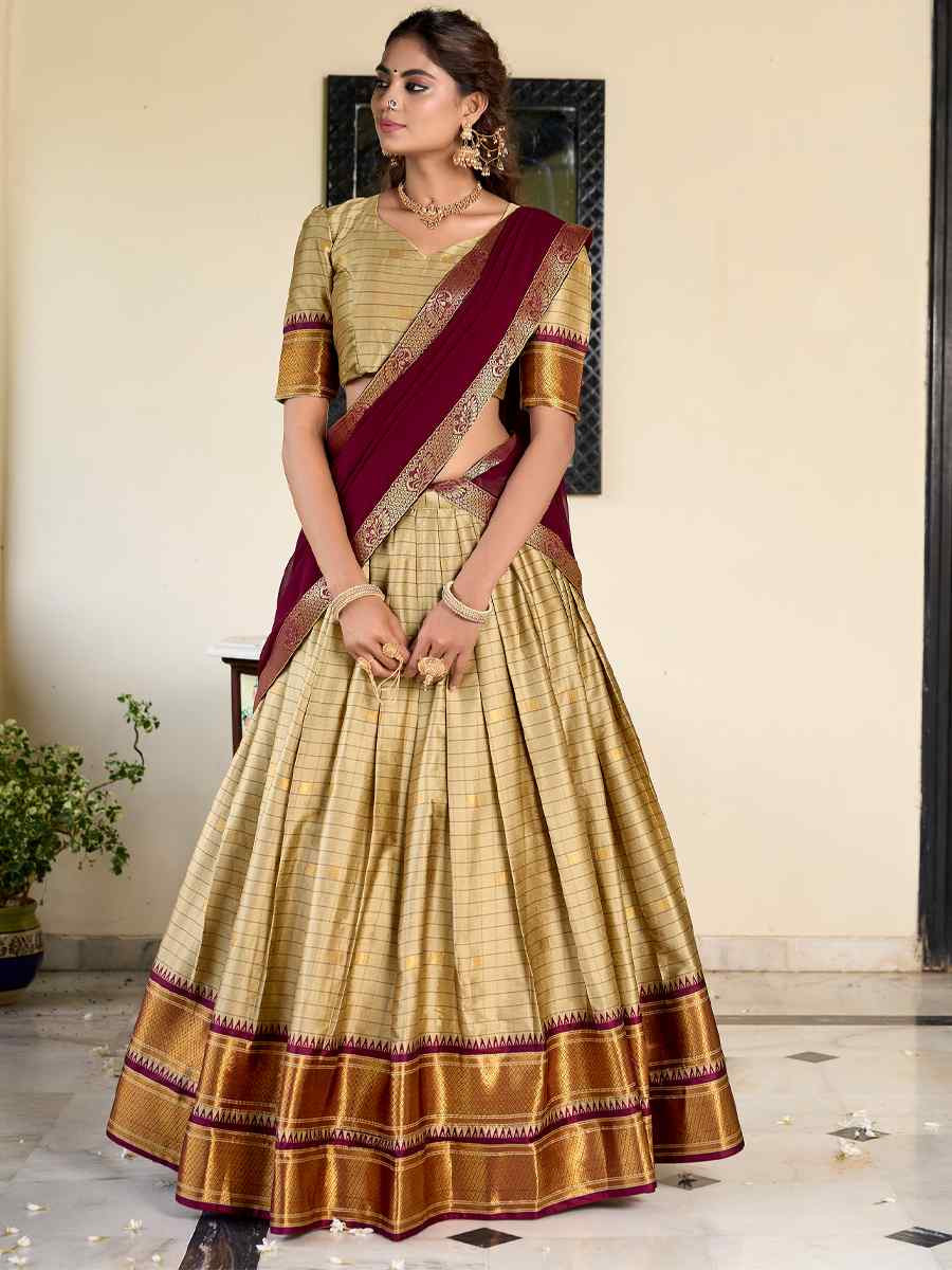 Chiku Cotton Silk Handwoven Reception Wedding Lehenga Choli