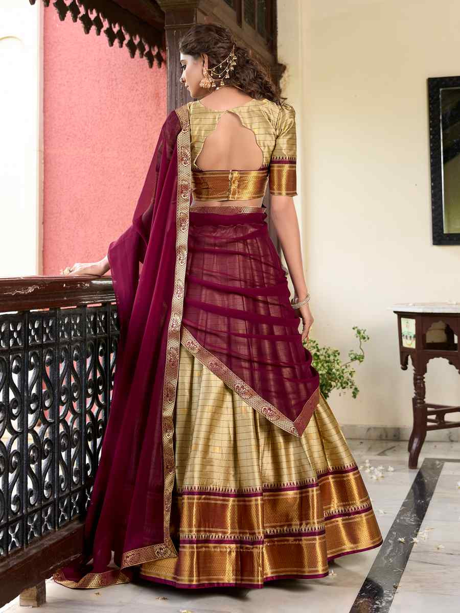 Chiku Cotton Silk Handwoven Reception Wedding Lehenga Choli