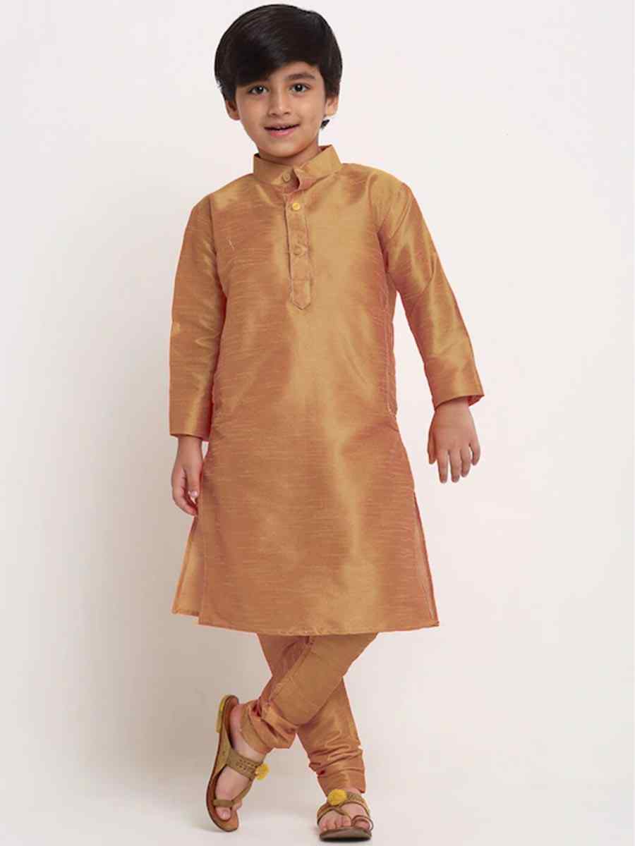 Chiku Dupion Silk Brocade Festival Traditional Kurta Pyjama Boys Wear