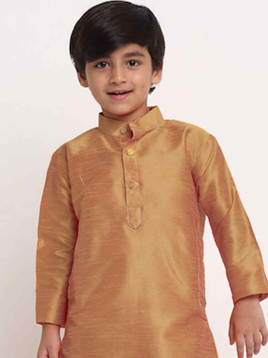 Chiku Dupion Silk Brocade Festival Traditional Kurta Pyjama Boys Wear