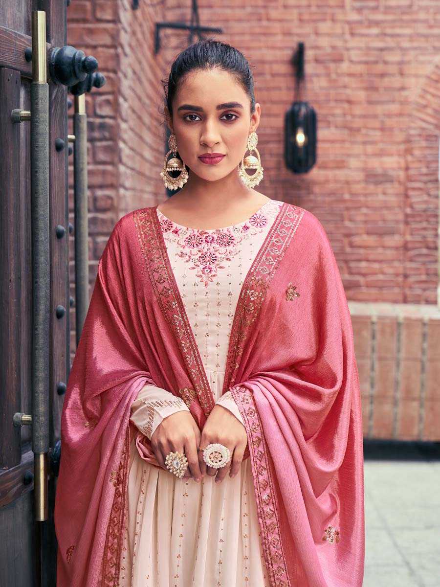 Chiku Georgette Embroidered Festival Wedding Palazzo Pant Salwar Kameez