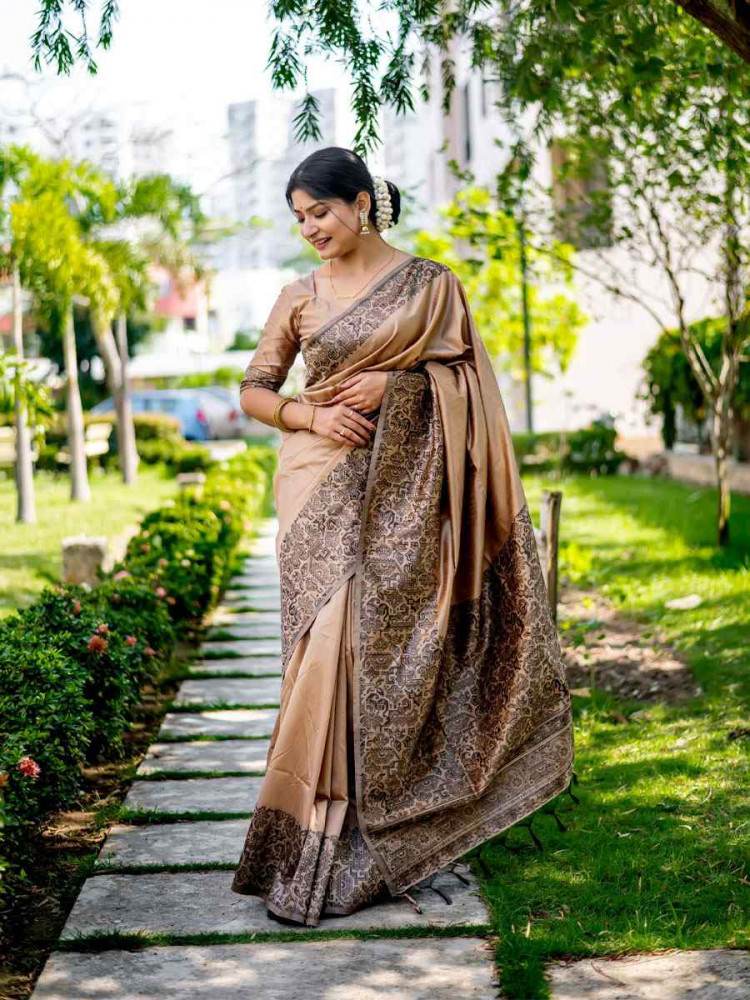 Image of Chiku Handloom Raw Silk Handwoven Casual Reception Festival Wedding Fancy Classic Style Sarees