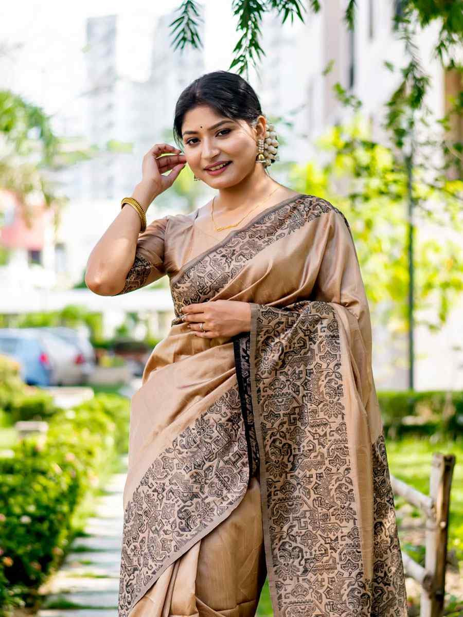 Chiku Handloom Raw Silk Handwoven Casual Reception Festival Wedding Fancy Classic Style Sarees