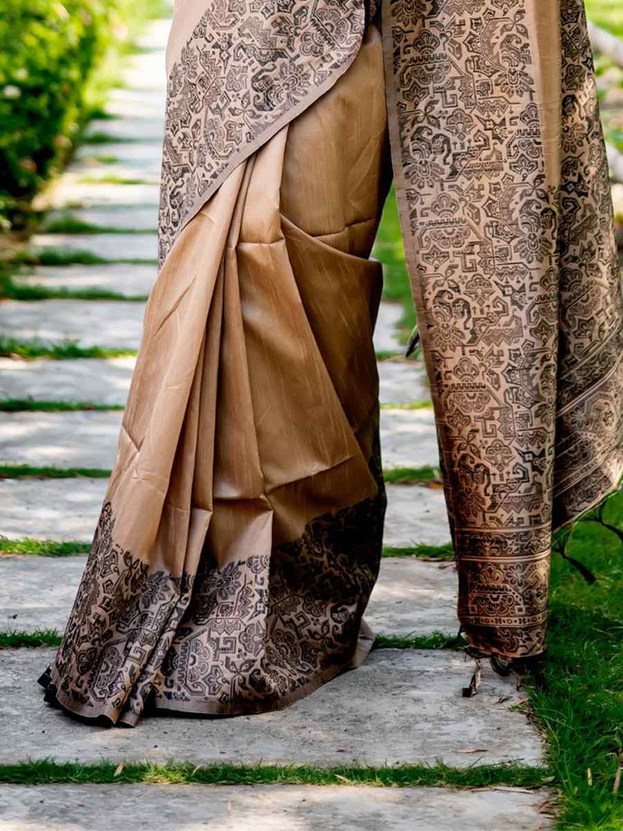 Chiku Handloom Raw Silk Handwoven Casual Reception Festival Wedding Fancy Classic Style Sarees