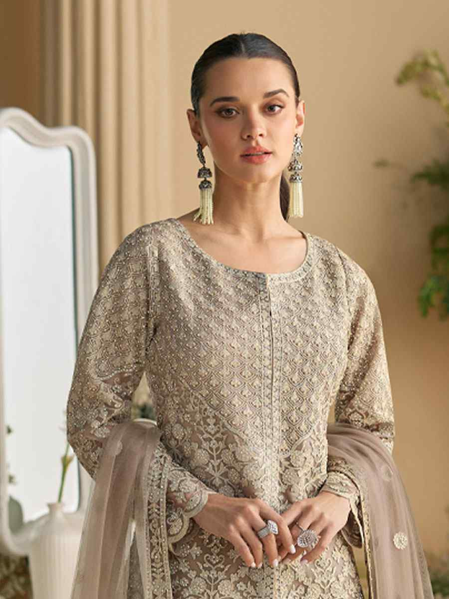 Chiku Heavy Net Embroidery Party Wedding Festival Casual Ready Sharara Pant Salwar Kameez