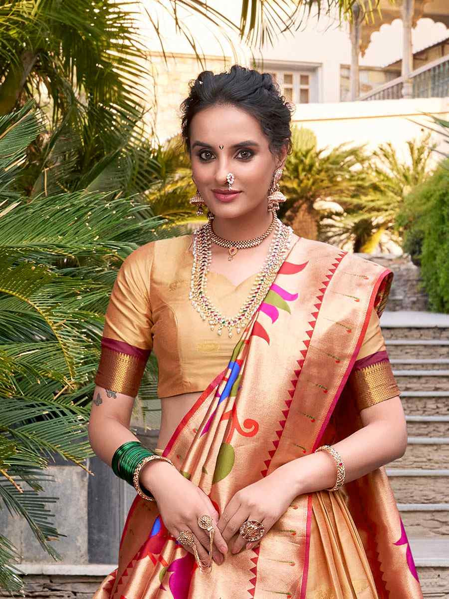 Chiku Jacquard Silk Printed And Handwoven Party Reception Wedding Lehenga Choli