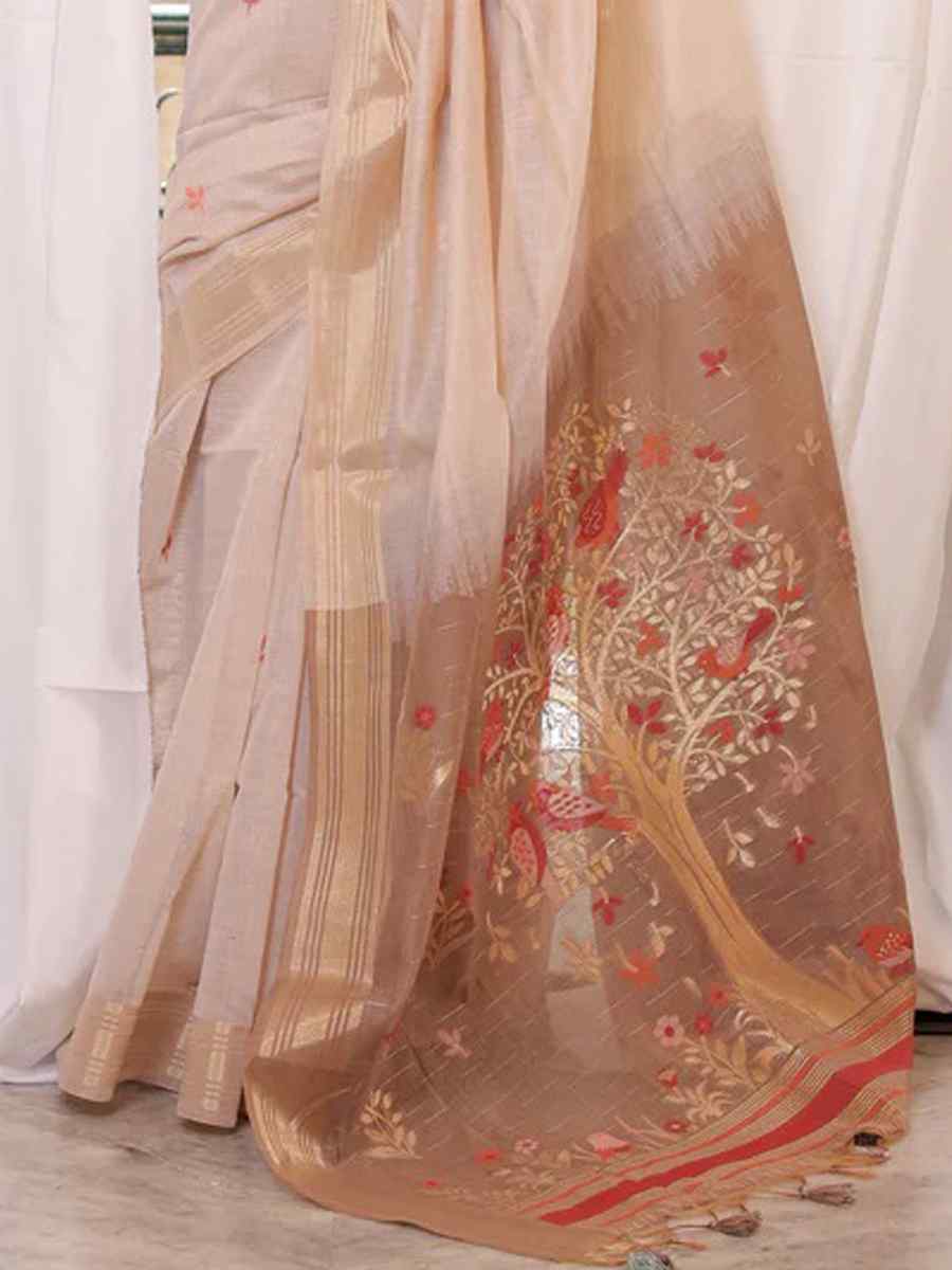 Chiku Muga Cotton Handwoven Festival Casual Classic Style Saree