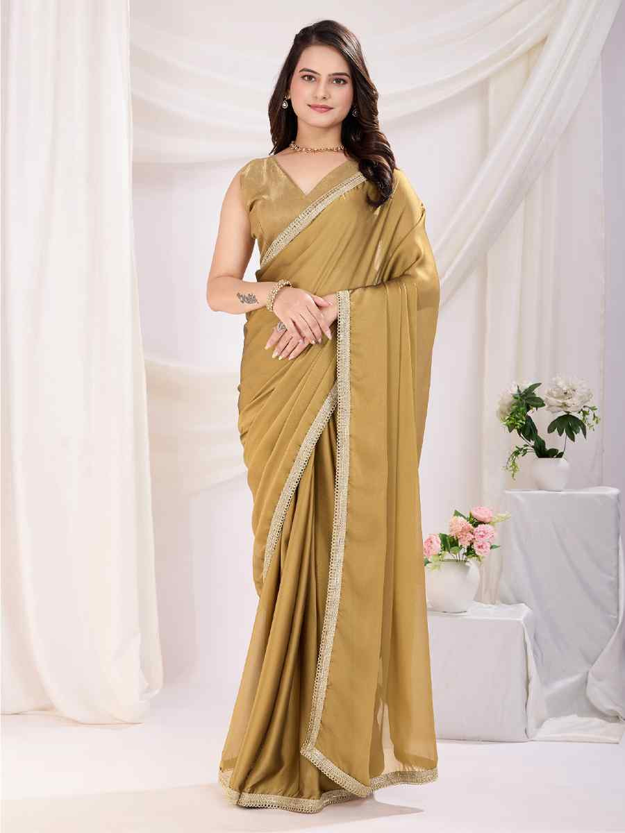 Chiku Rangoli Silk Solid Festival Wedding Fancy Heavy Border Saree