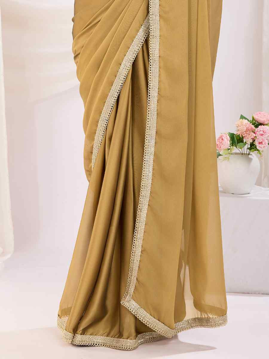 Chiku Rangoli Silk Solid Festival Wedding Fancy Heavy Border Saree