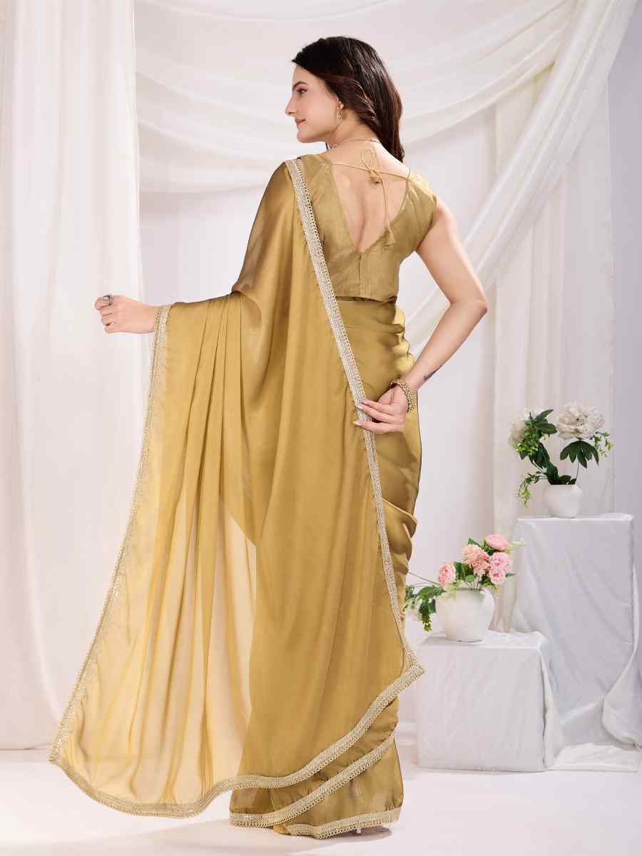 Chiku Rangoli Silk Solid Festival Wedding Fancy Heavy Border Saree