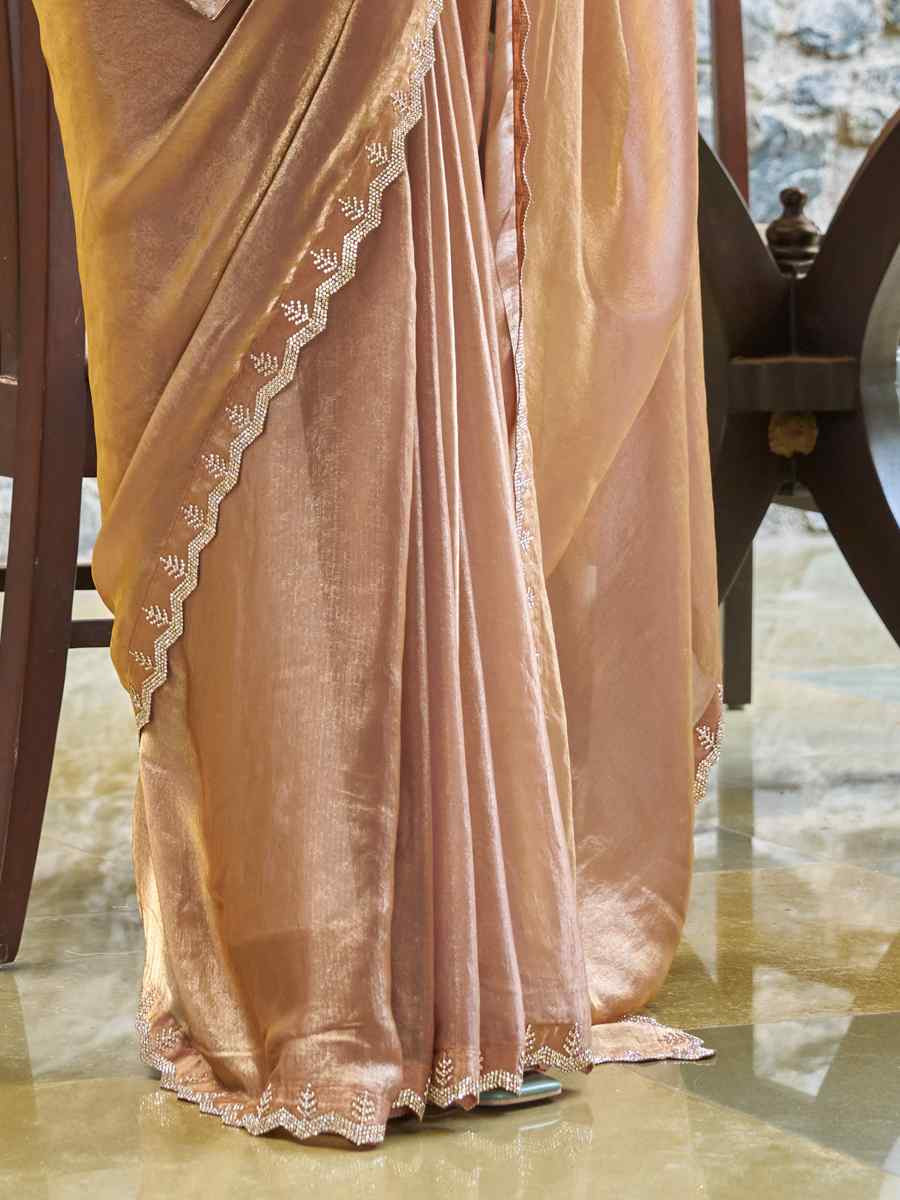 Chiku Silk Handwoven Festival Wedding Heavy Border Saree
