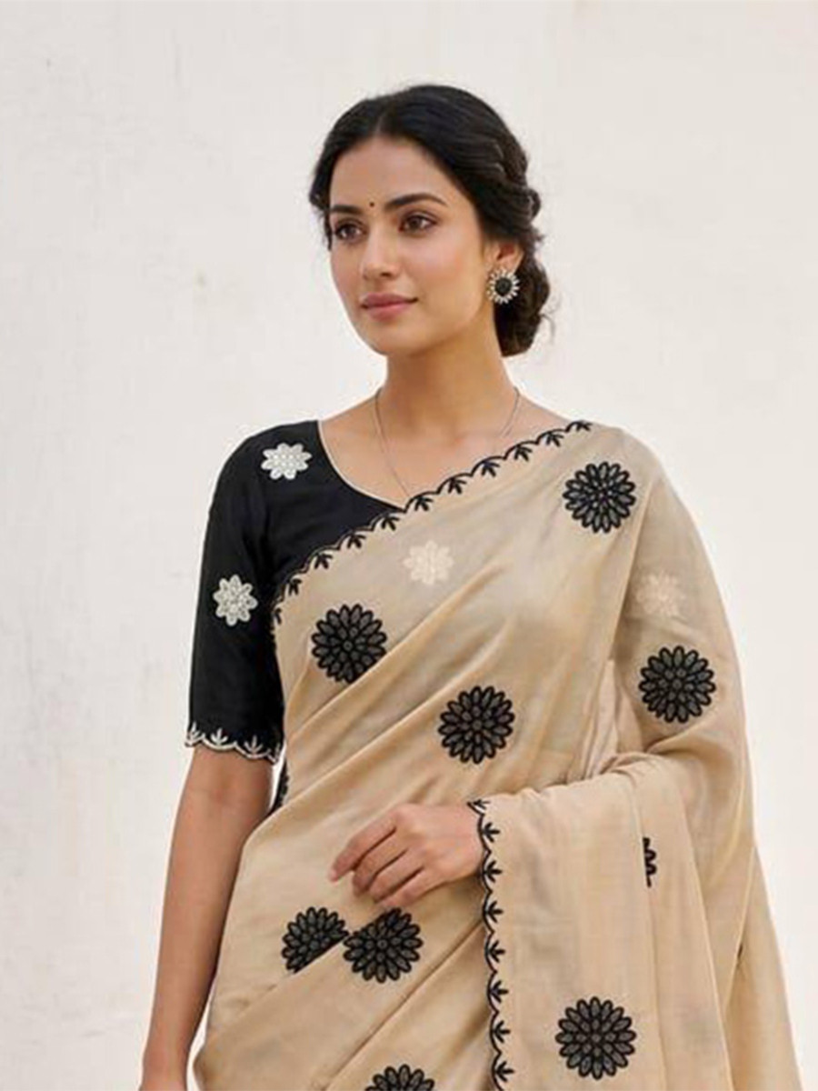 Chiku Star Georgette Embroidery Wedding Reception Party Festival Casual Heavy Border Sarees