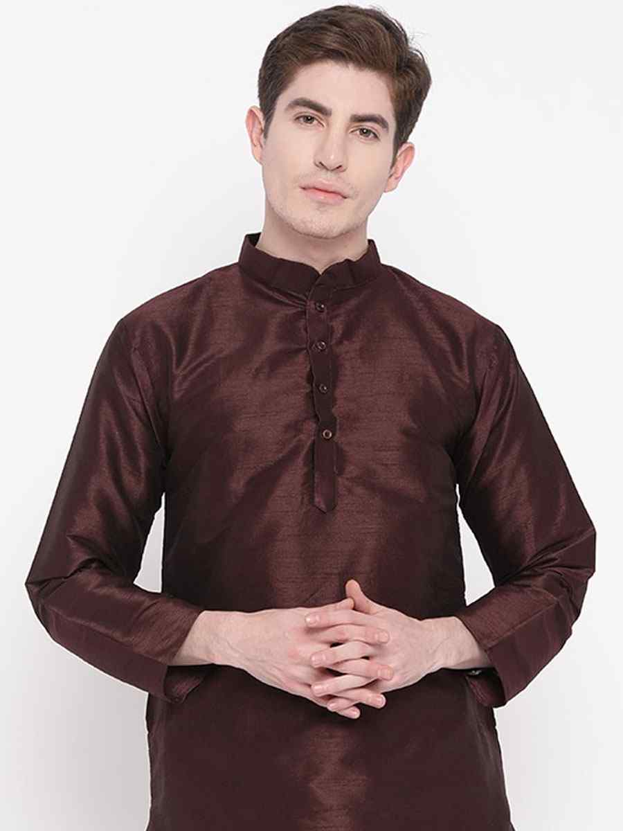 Chocolate Dupion Silk Woven Festival Wedding Kurta